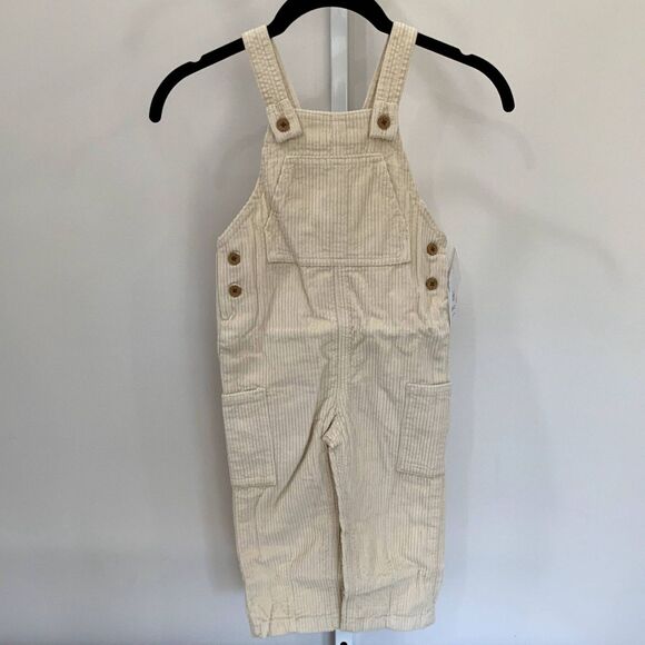 NWT!! 2T - Cream Corduroy Jumper/Overalls with Pockets Unisex - Picture 6 of 6